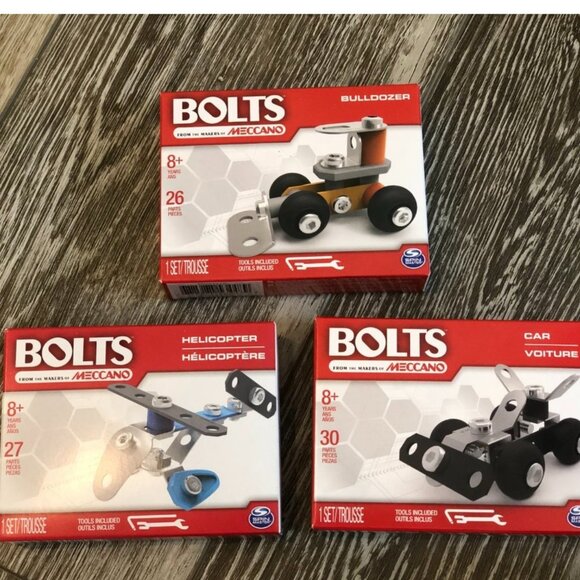 NWT Meccano Bolts Toys 3 Sets Bulldozer Car Helicopter Cool!! - Picture 6 of 7